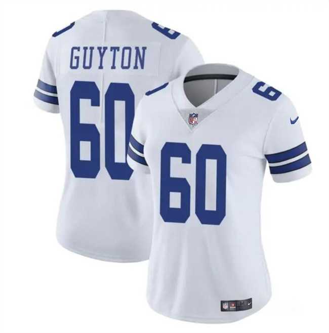 Women%27s Dallas Cowboys #60 Tyler Guyton White 2024 Draft Vapor Limited Stitched Jersey Dzhi